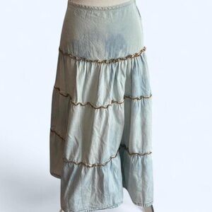Hot Kiss Light Blue Tiered A-Line Skirt